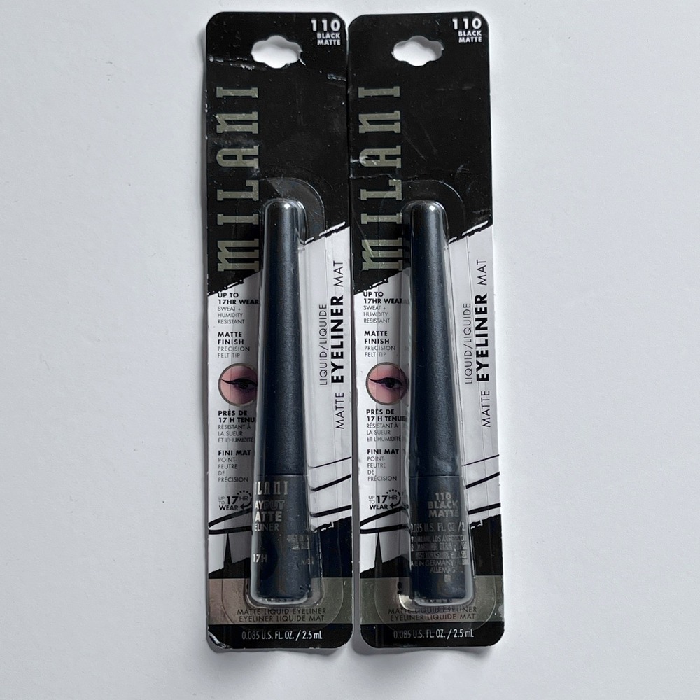 Milani Stay Put Matte Liquid Eyeliner 2pk 110 Black Quick Drying 17H Wear